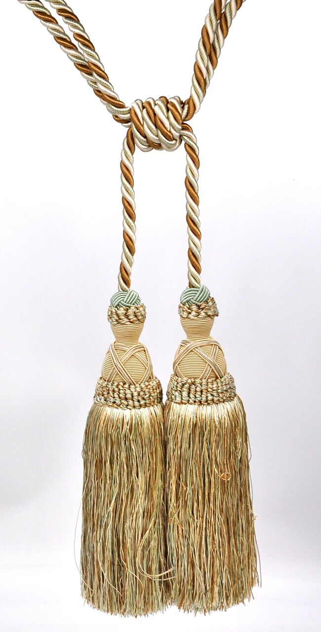 Belagio Tieback Tassel, 2 Tassels- 10” Long with 15” Cord , Milante Collection, Sable/Turquoise